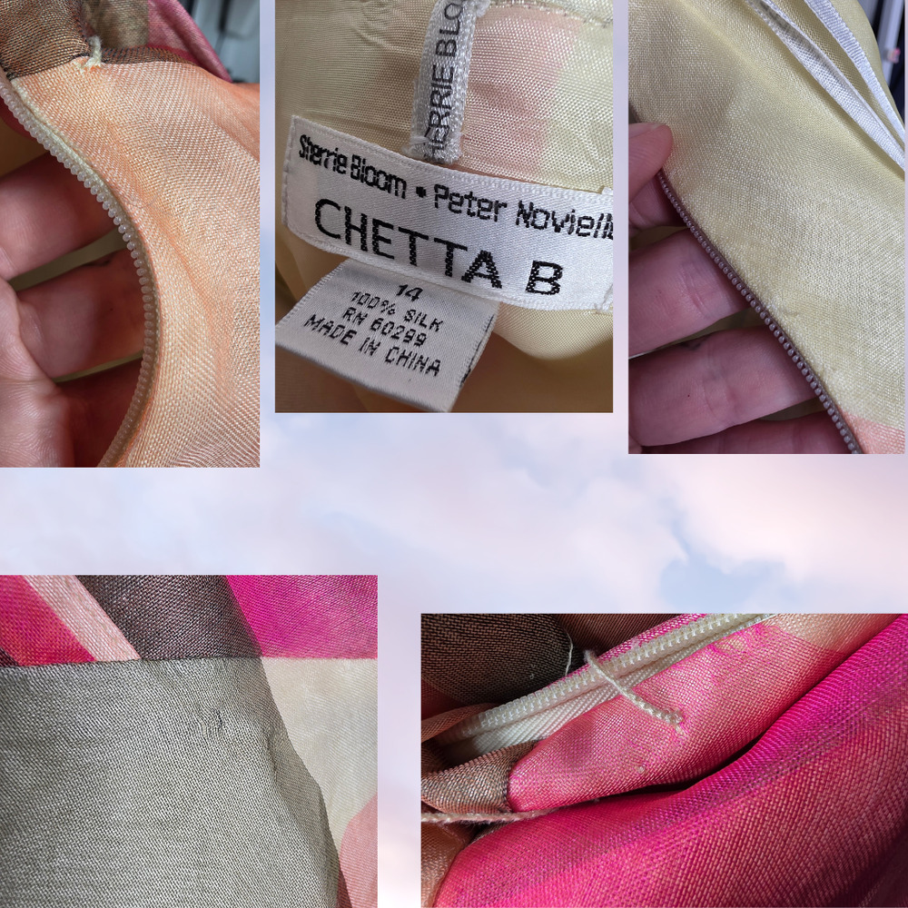 Chetta B Multicolor Geometric 100% Silk Halter Wrap Tie Waist Prom Dress Sz 14 - Picture 8 of 8